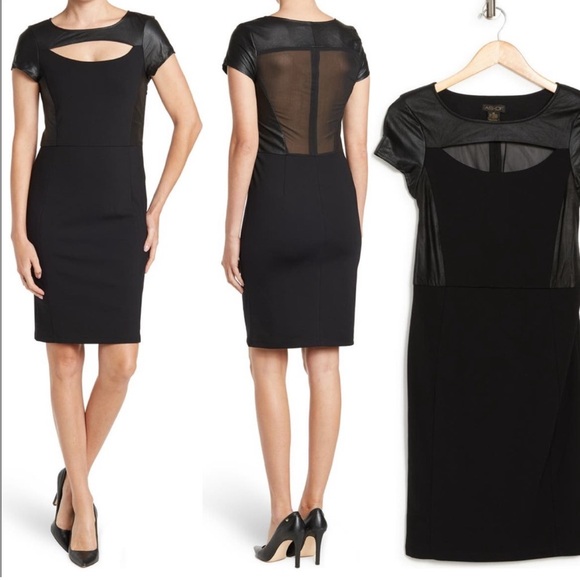 AS by DF - Alessandra Leather Trim Panel Cutout Sheath Dress, XS - Picture 1 of 5